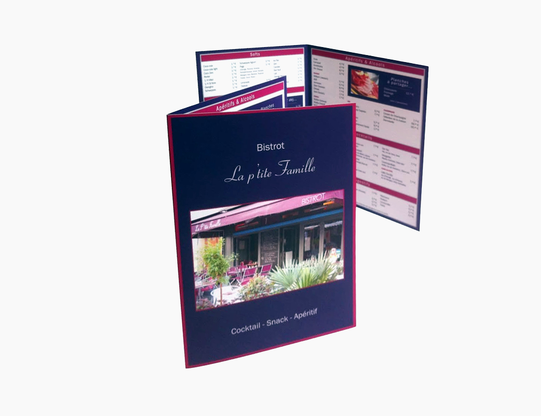 Carte menu de restaurant
