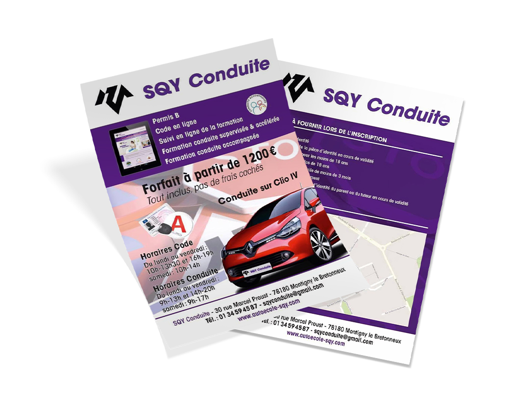 Flyer publicitaire pour auto-école